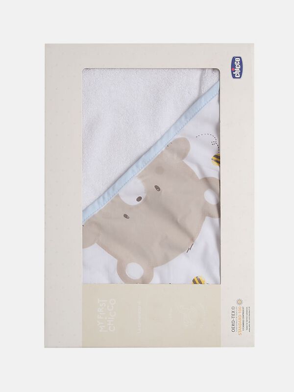 White and Blue Terry Towel With Hood image number 5